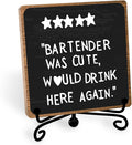 Funny Home Bar Plaque, Wooden with Stand, Bar Table Decorations, Desk Shelf Decor Supplies