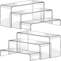 FUNFERY Acrylic Display Risers,2 Sets(7.8" L~8.2" L~8.6" L) Display Stand Shelf for Figure,Collectibles,Cupcake,Clear Acrylic Risers for Displays Case Cabinet,Dessert Table,Shelf Riser for Decor,Food