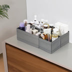 Washable Cloth Drawer Organizer, Set of 4 Foldable Sock Dresser Drawer Organizers Storage Boxes, Fabric Storage Boxes Closet Cabinet Organizer for Clothes (Gray, 2M+2S)