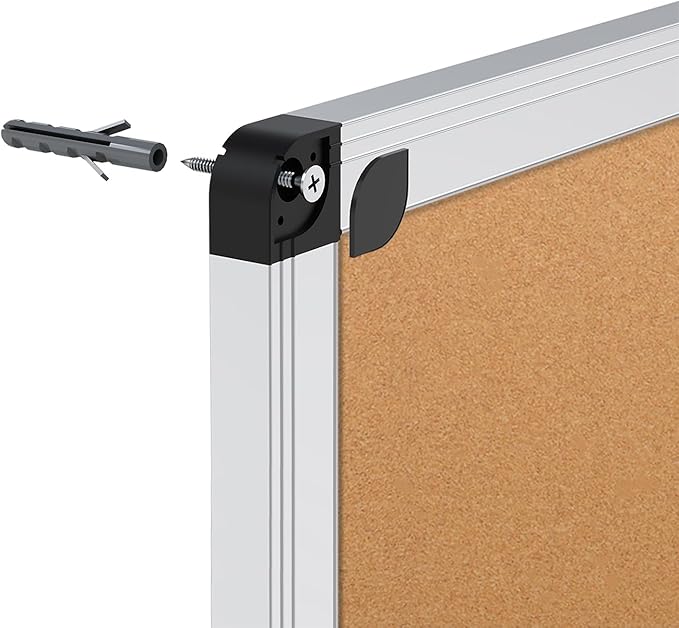VIZ-PRO 60" x 36" Large Cork Bulletin Board, Foldable & Wall-Mounted Notice Pin Board with Silver Aluminum Frame, for School Home Office - 5' x 3' Corkboard