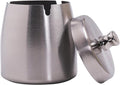 Small Ashtray with Lid for Cigarette, Stainless Steel Smokeless Odorless Windproof Ashtrays for Home Office Tabletop Outside Patio Outdoor Balcony(2.99"x2.68"x2.95")