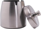 Small Ashtray with Lid for Cigarette, Stainless Steel Smokeless Odorless Windproof Ashtrays for Home Office Tabletop Outside Patio Outdoor Balcony(2.99"x2.68"x2.95")
