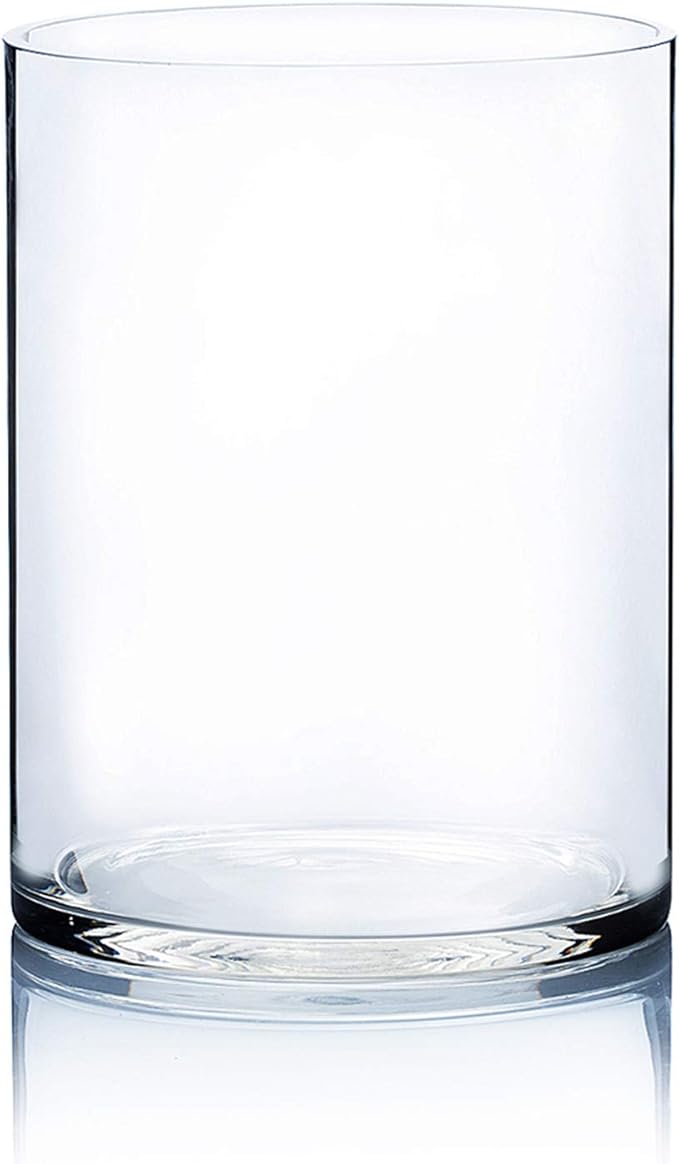 WGV Cylinder Vase, Width 9", Height 12", Clear Wide Large Diameter Flower Glassware, Floral Container, Planter Terrarium for Wedding Party Event, Home Accent Decor, 1 Piece