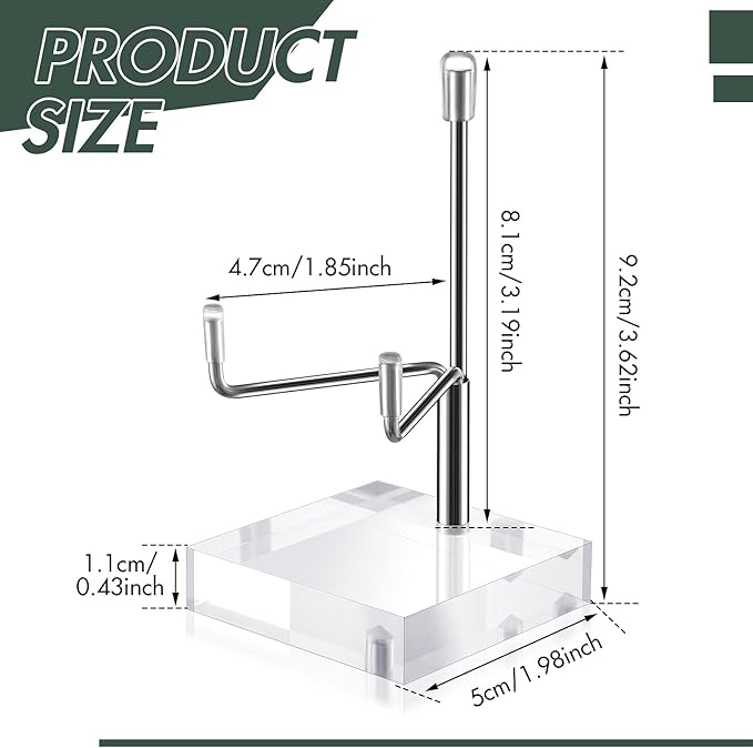 Sibba Plate Stands for Display Adjustable Metal Arms Photo Stand Easel Acrylic Base Small Holder Case Plate Clear Base Home Décor Accents for Picture Decorative Book Coral Geodes Rock