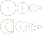 8Pcs Gold Macrame Dream Catcher Rings Metal Hoops DIY Floral Macrame Hoop for Wall Hanging Crafts 4 Size Wreath Ring for Wedding Wreath Decor (Circle and Moon)