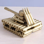 Bullet Shell Casing Shaped Army Tank Metal Sculpture,Great Decorative Artwork Model Gift for Home,Study Room Decorations (95 Tank)