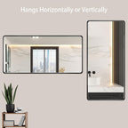 LOAAO 60X28 Inch Black Metal Framed Bathroom Mirror for Wall, Matte Black Bathroom Vanity Mirror Farmhouse, Large Rounded Rectangle Mirror, Anti-Rust, Tempered Glass, Hangs Horizontally or Vertically