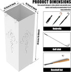 Square Metal Umbrella Holder, Square Free Standing Umbrella Rack Decorative Umbrella Holder Hollow Cutout Pattern Design for Umbrella Cane Entryway Home Office 19.49" X 6.1" X 6.1" (White hollowed out