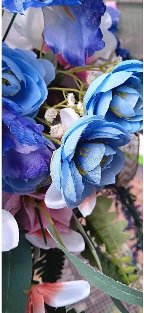 28" Lighted Spring Teardrop Swag for Front Door, Artificial Floral Hanging Decor with Eucalyptus, Magnolia, Burlap Bow & White Berries, Farmhouse Style for Porch