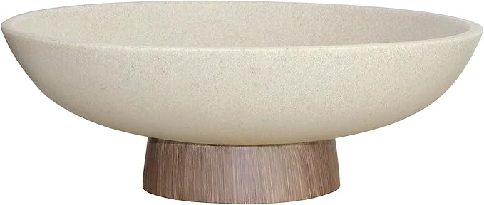 LIN CHUAN Modern Resin Pedestal Bowl – Large Fruit Bowl for Kitchen Counter, Catch All Bowl for Entryway Table, Stylish Key Bowl & Dining Centerpiece, Brown