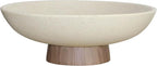 LIN CHUAN Modern Resin Pedestal Bowl – Large Fruit Bowl for Kitchen Counter, Catch All Bowl for Entryway Table, Stylish Key Bowl & Dining Centerpiece, Brown