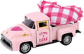 Valentine's Day Mini Metal Truck Romantic Love Model with Pink Hearts Vintage Metal Farm Pickup Truck Farmhouse Tiered Tray Decor for Farmhouse Shelf Kitchen Table Home Decor