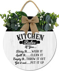 Kitchen Wall Art Decor,Kitchen Rules Rustic Round Wooden Sign,For Home, Office, Store Or Restaurant