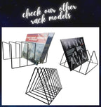 Vinyl Record Storage Holder Stand - Premium Triangle Metal Wire Magazine and Book Rack holds up to 33 Lp Album Records, Simple, Functional and Contemporary Vinyl Organizer - Small 5slots (Rose)