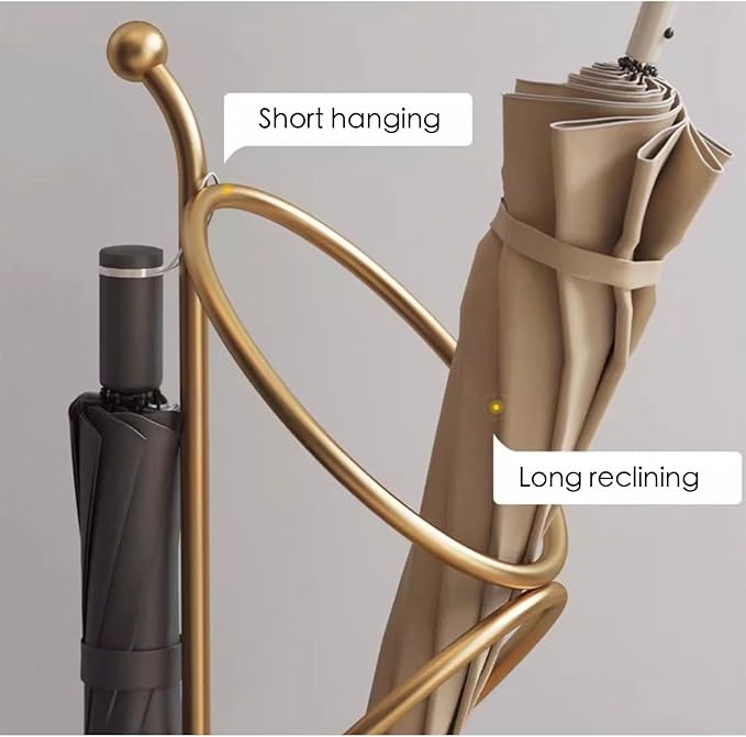 Metal Umbrella Stand At The Entrance, Freestanding Circular Umbrella Holder With Space For Canes And Walking Sticks. Ideal for Hotels, Entryways, Offices, and Hallways，25X10inches (gold)