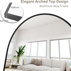 Prywot Arched Floor Mirror, 64 "x 21" Full Length Mirror Wall Mirrors Hanging or Leaning Arched-Top Full Body Mirrors with Stand for Bedroom, Dressing Room, Black