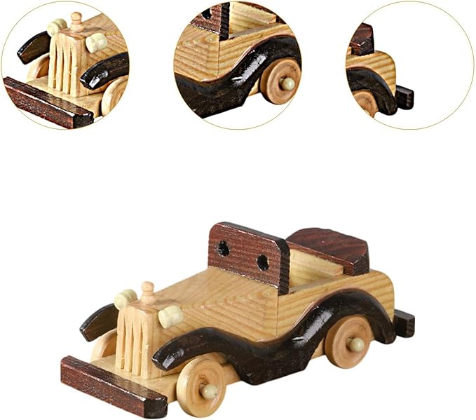 MagiDeal Vintage Car Model Miniature Automobile Antique Design Collectible Vehicle Figurine Wooden Ornament for Lovers Adults Him Son, Style C