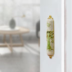 Mezuzah with Scroll for Door, Enamel&Zinc Alloy Blessing Mezuzah Case for Door, Colored Painted Mezuzha Scroll Kosher for Jewish Gifts/Jewish Decor, Christmas (Green)