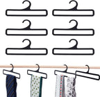 AHANDMAKER 10Pcs Plastic Hanger, Scarf Hanger Black Rectangular Towel Holders Space Saving Scarf Organizer Hooks Closet Organizers and Storage for Ties Scarves Belts, 7.6x3Inch