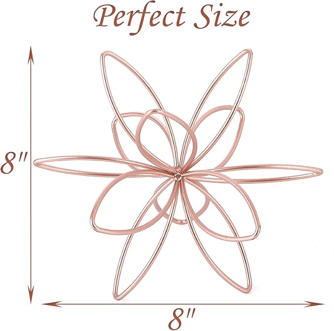 8" Metal Sphere Decor, Metal Floral Tabletop Sculpture, Abstract Tabletop Decorative Spheres for Home Decor (Rose Gold)