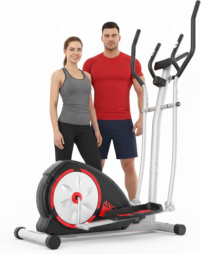 ANCHEER Elliptical Exercise Machine, Elliptical Trainer for Home Gym, Exercise Equipment 500Lbs Max Weight,Ultra-Silent Elliptical Machine, with Pulse Rate Grips&Smooth Resistance Levels