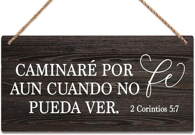 Wooden Sign Room Decorations Spanish Sign Bible Quote Spanish Farmhouse Family Wall Decor Rustic Wood Hanging Wall Art 12 X 6 Inch