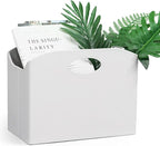 EZDeco Magazine Holder Foldable Magazine Rack Floor PU Leather File Holder Newspaper Book Storage Magazine Basket Document File Folder Organizer for Office Home (White-2)