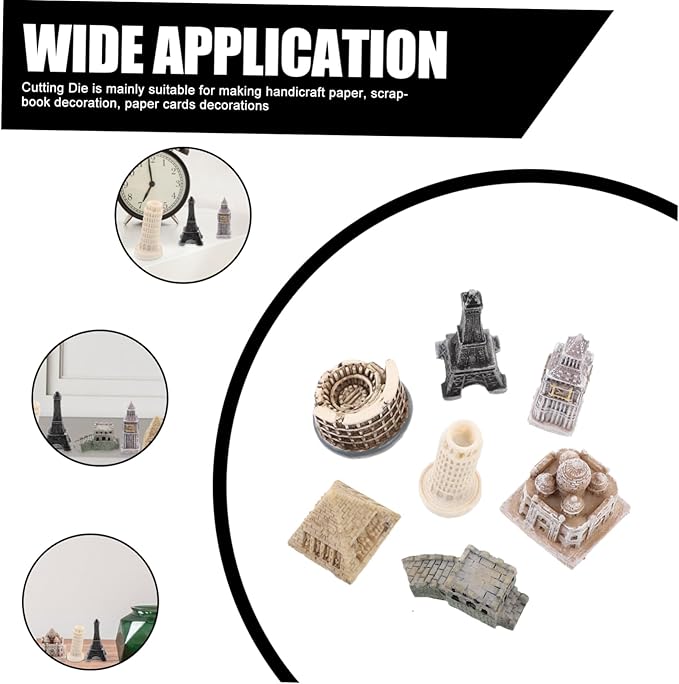 KOMBIUDA 7pcs World-Famous Architectural Model Big Miniature Building Blocks Home Office Decor