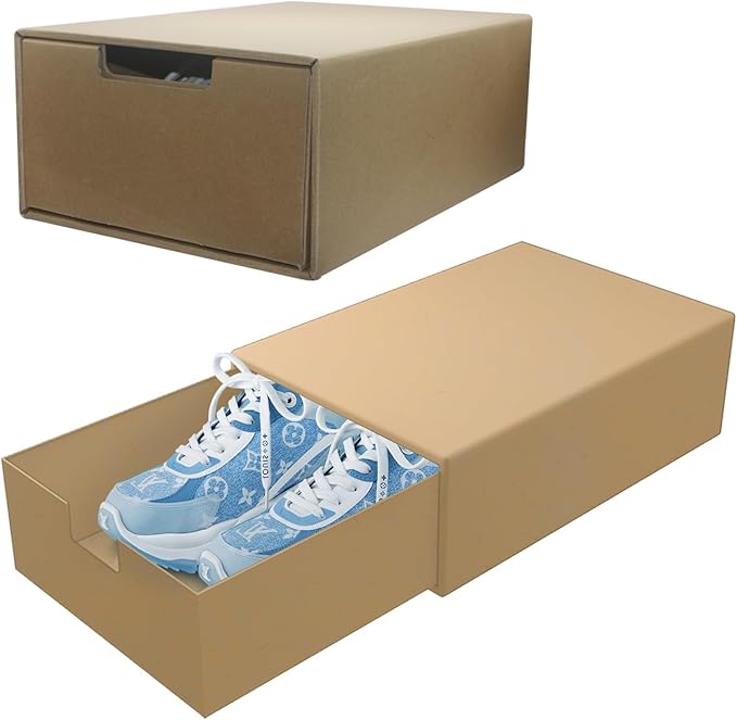 Cardboard shoe organizer boxes Socks, Underwear,Stationery,papers, Photos, file box shoe rack Office closet organizers and storage Warehouse Stackable Drawer Storage bins 13.7 x 9.7 x 5.5in 12 Pack