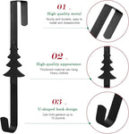 Wreath Hangers for Front Door,15" Sturdy Metal Wreath Doors Hangers,Over The Door Hooks for Front Porch Decor,Garland Hooks Holders for Halloween Christmas Decorations (Black Christmas Tree, 1 Pack)