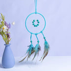 FANDOL DIY Dream Catcher Beginner Kit, Making Dream Catcher Supplies Include Metal Hoop, Feathers, Faux Suede Cord, Thread, Wood Beads (Sky Blue)