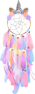 QtGirl Dream Catchers for Kids Unicorn Wall Decor for Girls Bedroom Flower Feather Wall Hanging Decoration