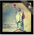 100% Solid Wood 8x8 Frame, Black Square Picture Frame for 8 x 8 Picture Poster Photo, Light Weight 8 by 8 HQ Matte Black Frame for Wall - 1 Pack