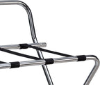 Kings Brand Furniture - Metal Foldable Luggage Rack, Suitcase Stand with Back, Perfect for Guest Room, Bedroom Hotel, Chrome/Black
