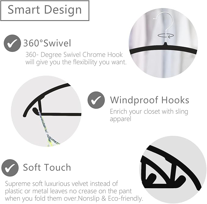 MIZGI Premium Velvet Hangers 60 Pack Heavyduty- Non Slip No Shoulder Bump Suit Hanger - Chrome Hooks,Space Saving Clothes Rounded Shape for Coat,Sweater,Jackets,Pants