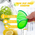 DomeStar Fruit Coaster, 7PCS 3.5" Non Slip Car Coaster Heat Insulation Colorful Unique Slice Silicone Drink Cup Mat for Drinks Prevent Furniture and Tabletop Car Decor