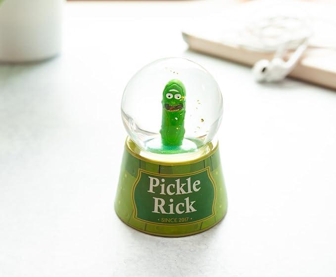 Rick and Morty Pickle Rick Multicolored Light-Up Mini Snow Globe with Glitter | 3 Inches Tall