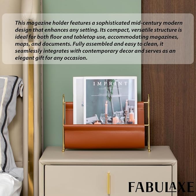Fabulaxe 9-Inch Magazine Rack, Floor Standing Book Basket, Newspaper Holder and File Holders - Nursery Decor, Desk Accessory, Living Room and Guest Room Essentials, Home Office, and Waiting Areas