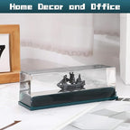 Unsinkable Black Pearl Pirate Ship in a Bottle,Boat Model Fluid Liquid Drift Bottle Visual Decorations Ornament Paperweight Desk Decor Gifts (N)