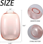 Pink Glass Vase, 10 Inches Large Glass Vase for Flowers, Tall Glass Vases for Modern Decor, Floor Vases for Living Room, Dining Table, Mantle, Shelf, Wedding, Office, Entryway, Centerpiece