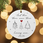 Baby Coming Soon 2026, Baby Announcement Christmas Ornament for New Parents, Expecting Couple, Promoted to Grandparents Gift, Baby Reveal Keepsake Decor (Three Tree)