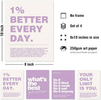 DSHFG Motivational Inspirational Office Wall Art Decor Prints Set of 4, Black Motivational Wall Decor Trendy Retro Posters for Office Home Decor, 8x10 Unframed (Purple)