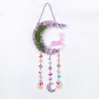 Fairy Purple Forest Deer Crystals Dream Catchers Christmas Gemstone Sun Catcher with Star&Flowers Ornament Handmade Dreamcatcher Wall Decor for Adults Boys Girls Bedroom Wedding Garden Bless Gift