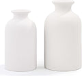 Hirdbrote Small Ceramic Vases for Decor, 2-Piece Set - Flower Vases, Modern Farmhouse & Rustic Home Decor, Wedding & Kitchen Centerpiece (5.5' & 4.7' Tall) (White)