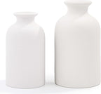 Hirdbrote Small Ceramic Vases for Decor, 2-Piece Set - Flower Vases, Modern Farmhouse & Rustic Home Decor, Wedding & Kitchen Centerpiece (5.5' & 4.7' Tall) (White)
