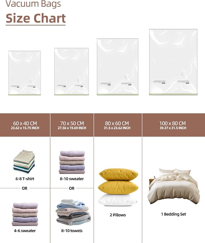 Vacuum Storage Bags for moving, Vacuum Seal Bags for Memory Foam, Latex, Clothing & Bedding, Space Saver Bags(10 Large)