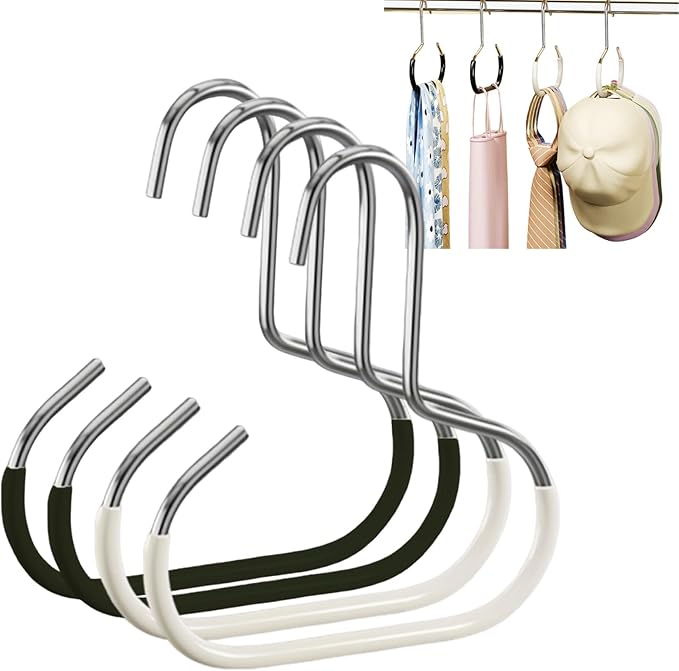 Durable Steel Hangers: Maximize Closet Space with Versatile Storage, Non-Slip Stainless Steel Clothes Rack Organizer for Hats, Ties, Scarves, Clothes (2, Mix)