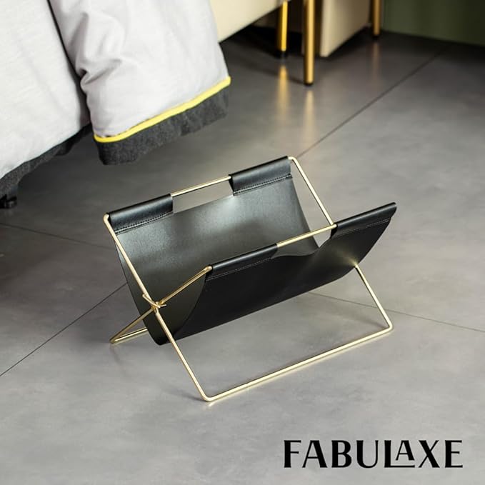 Fabulaxe 9-In Foldable Magazine Rack, Book Basket, Farmhouse Letter Organizer, File Holder ? for Living Rooms and Home Offices - Ideal as Office Desk Accessories, Desk Organizer and Newspaper holder