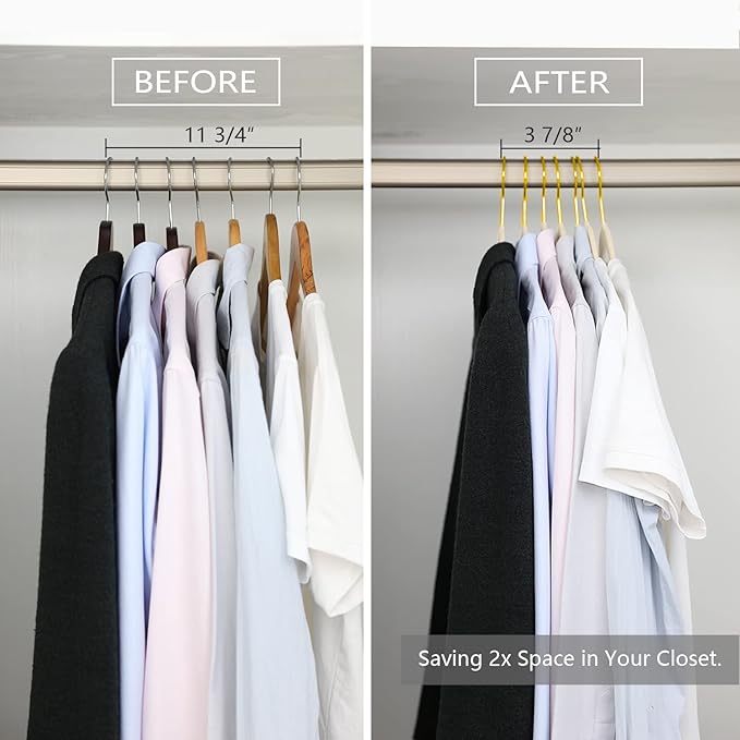 MIZGI Premium Velvet Hangers Pack 30 Pcs Heavyduty - Non Slip Slimline - Velvet Suit Hangers Ivory - Gold Hooks,Space Saving Clothes Hangers