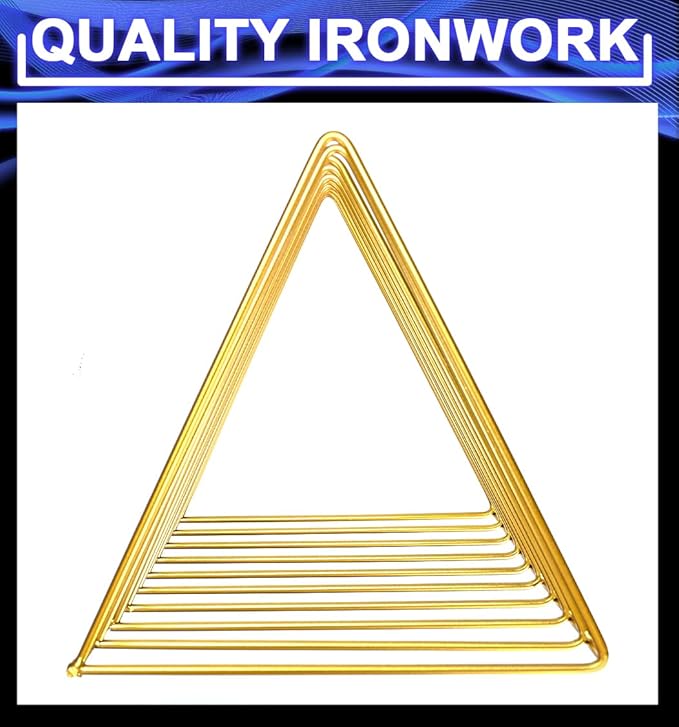 Udreamer 9 Slot Record Holder,Desktop Vinyl Record Storage Holds Up 30 LPs,Metal Magazine Holder Triangle File Holder for Office Homer,Golden
